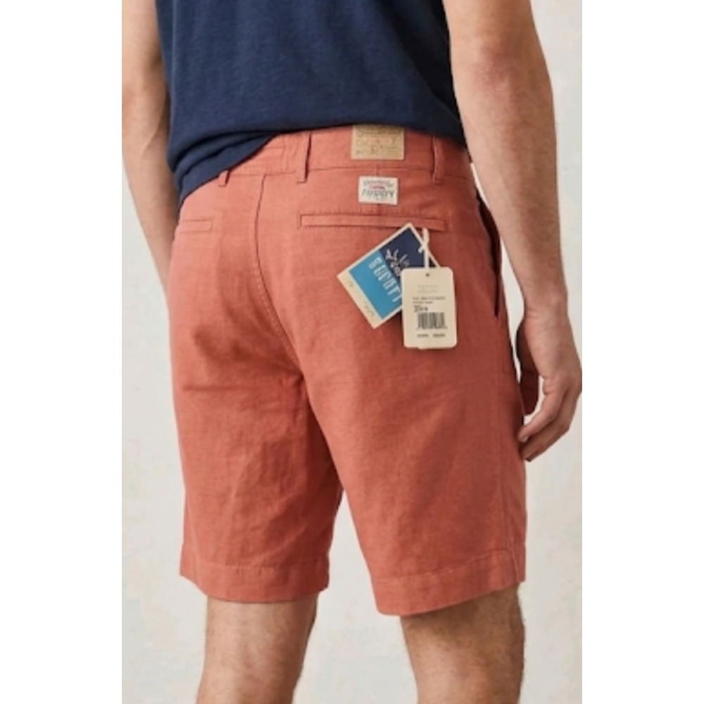 NWT FAHERTY Men's All Day Shorts in Dark Pink Size 28 9" Inseam